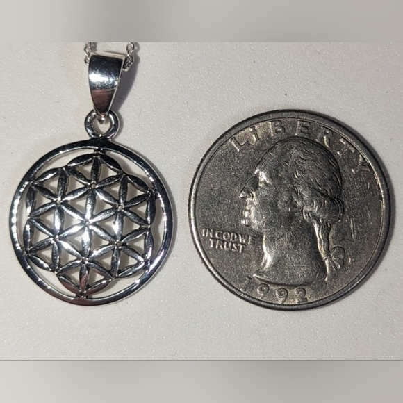 SMALL Flower of Life Sterling Silver Pendant necklace - Picture 4 of 5